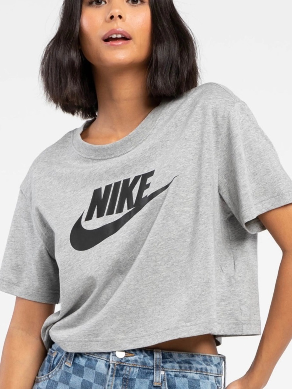 Nike Grey Cropped Logo Tee
